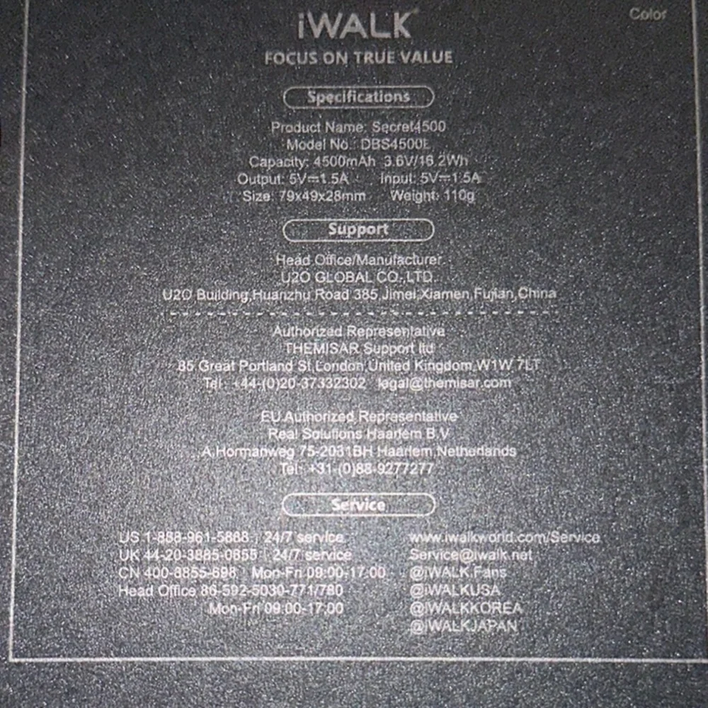 iWALK Black Glitter Portable Charger